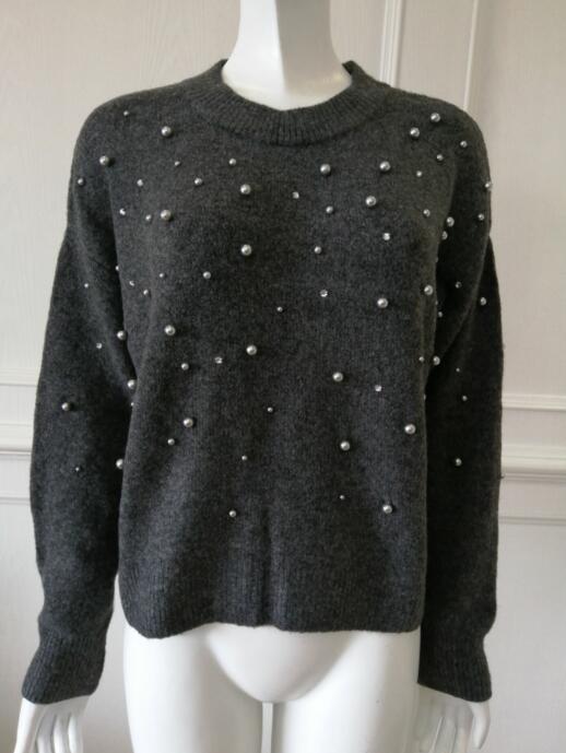 China Sweater Factory Womens knitted pullover Embroidered beads