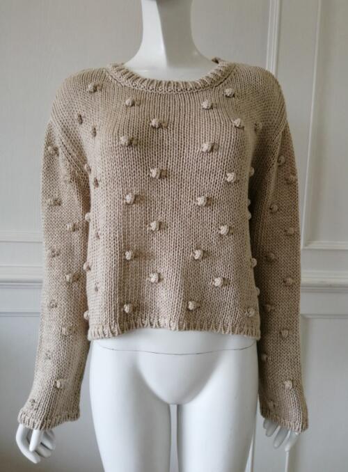 China Sweater Manufacturer Womens knitted pullover Ball decoration