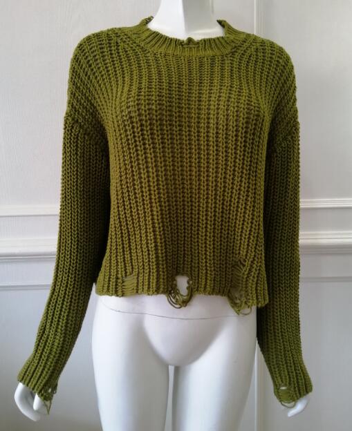 Womens knitted pullover Hole decoration