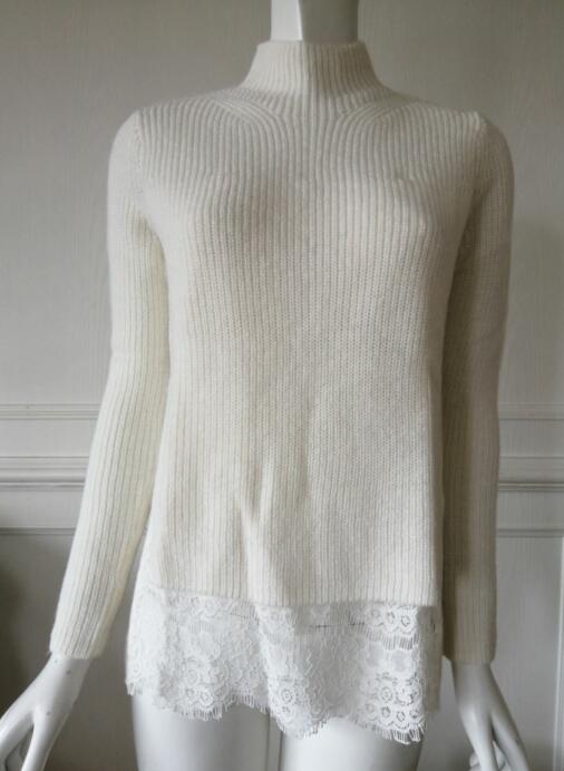 Womens knitted pullover splicing
