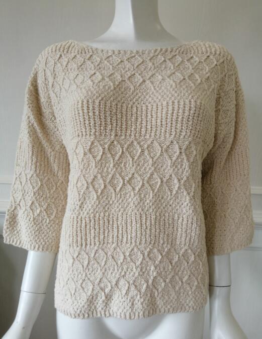 Womens knitted pullover V collar dropped shoulder