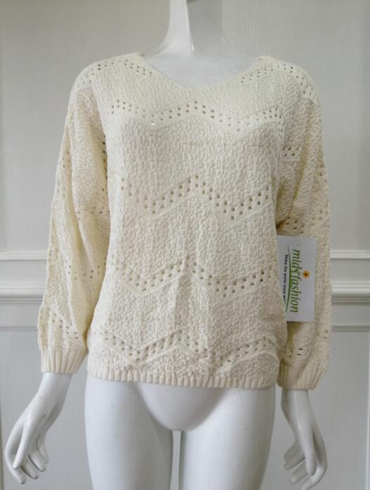 Womens knitted pullover V collar long sleeves