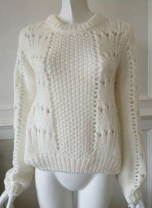 Womens knitted pullover low gauge sweater autumn