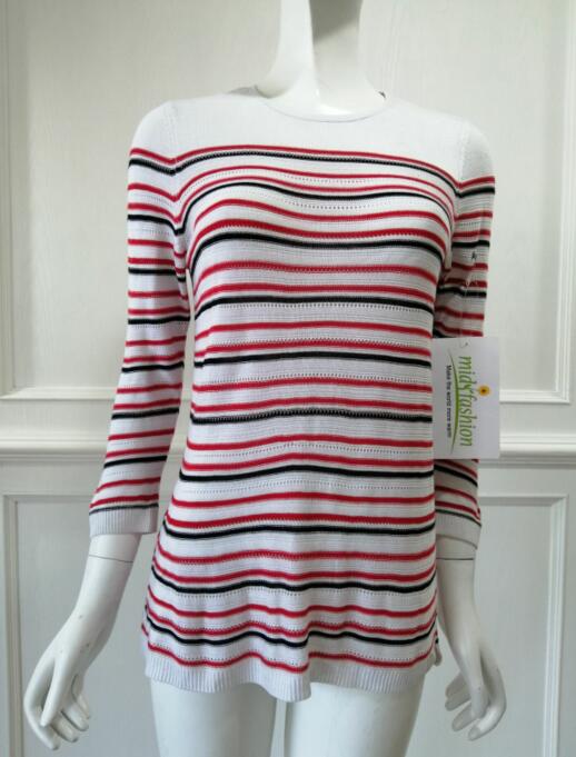 Women's knitted sweater knitwear stripe pullover china