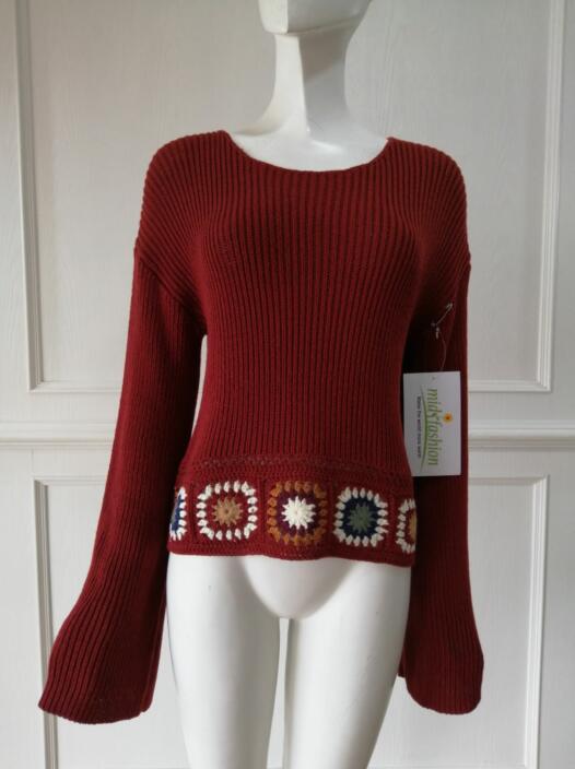 Women's knitted sweater hand crochet dress knitwear china
