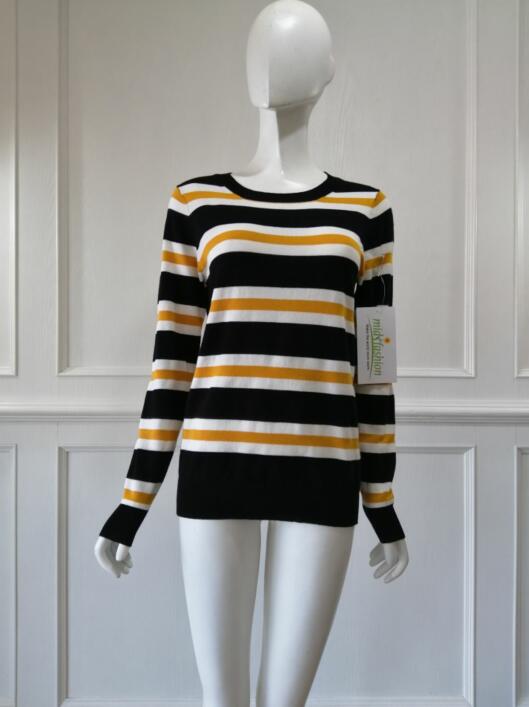 Women's knitted sweater stripes pullover knitwear china
