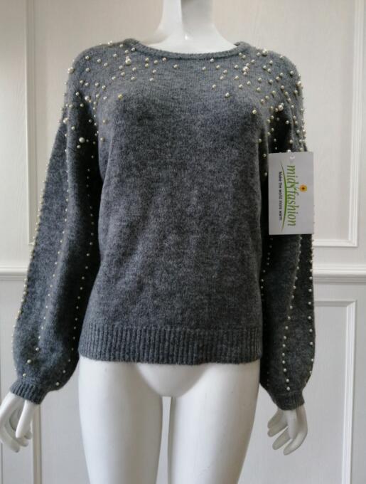 Women's knitted sweater  Embroidered beads pullover china