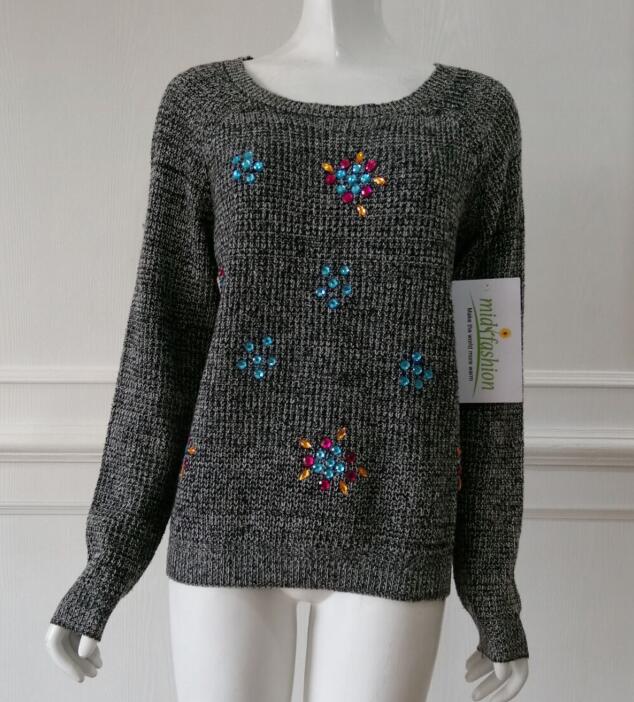 Knit Rhinestone Sweater china Women's knitted pullover