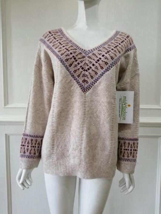 Knitted jacquard pullover China Womens Sweater knit midifashion