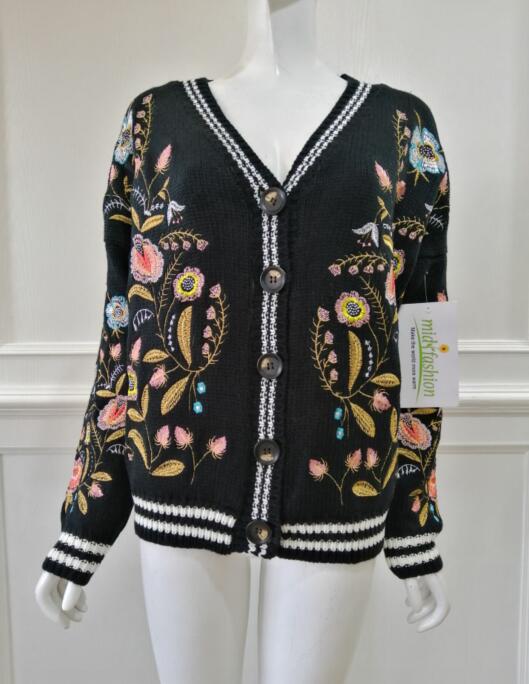 China Womens Knitted embroidery cardigan coat